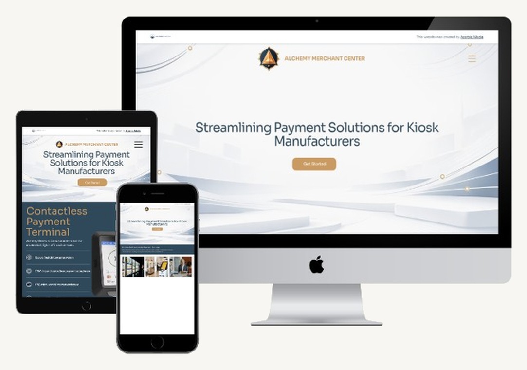 Website mockup for Alchemy Merchant Center