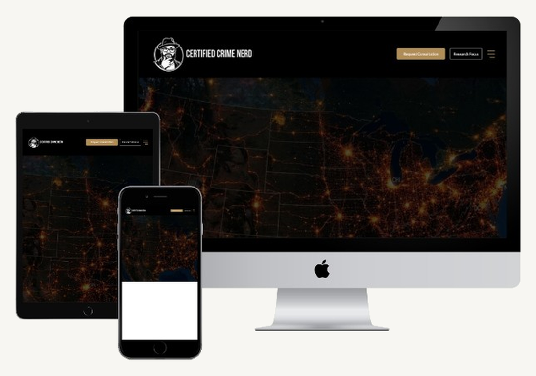 Website mockup for certifiedcrimenerd.com