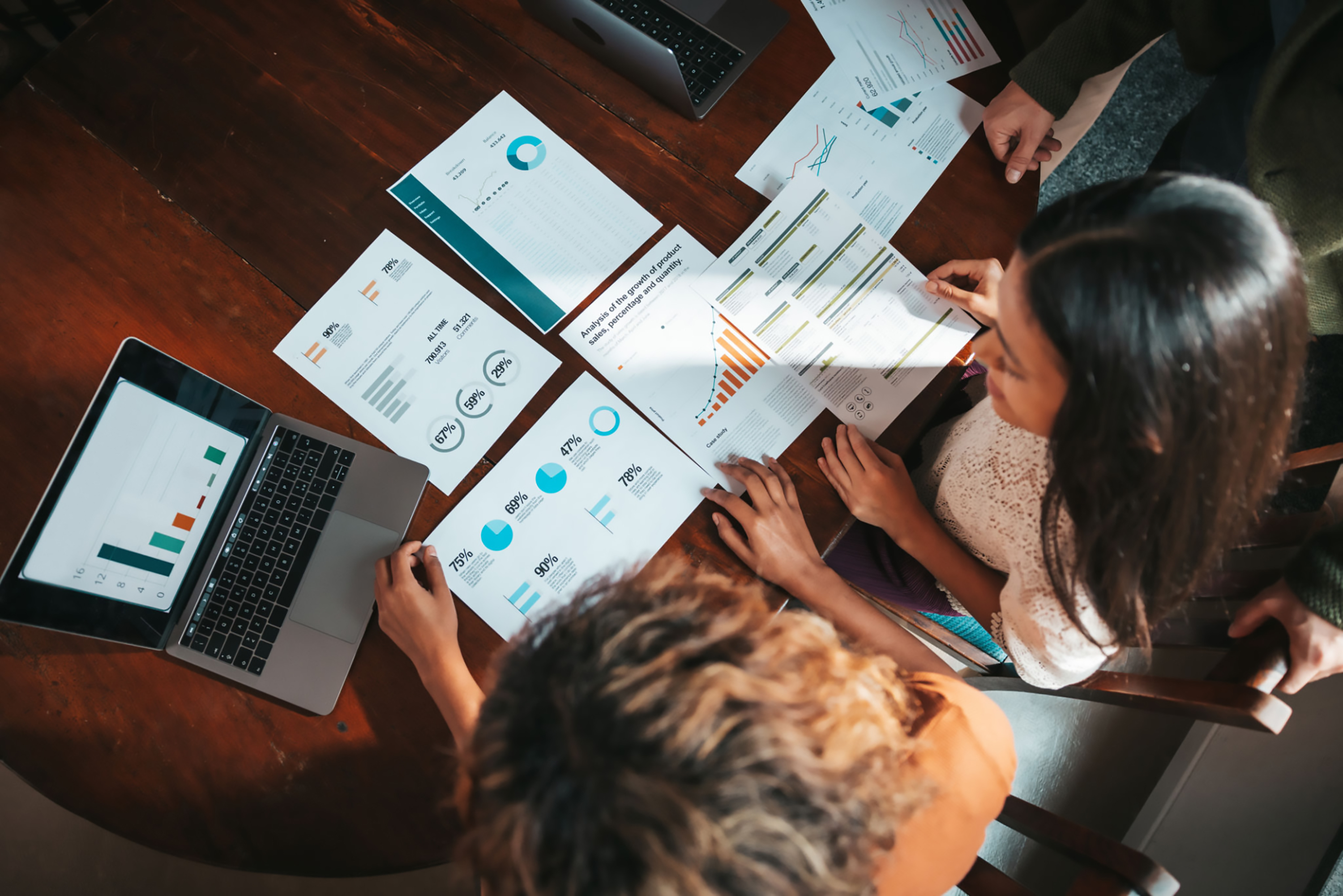 Team reviewing market intelligence reports